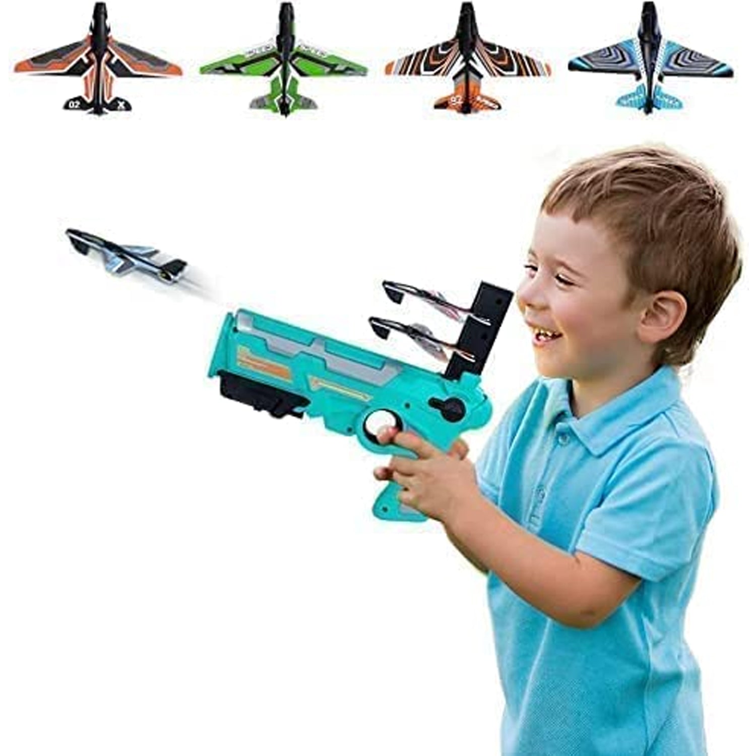 Airplane Launcher Gun Toy with 5 Foam Glider Planes | Outdoor Flying Game Toy for Kids | Air Battle Aeroplane Gun Toy for Boys & Girls