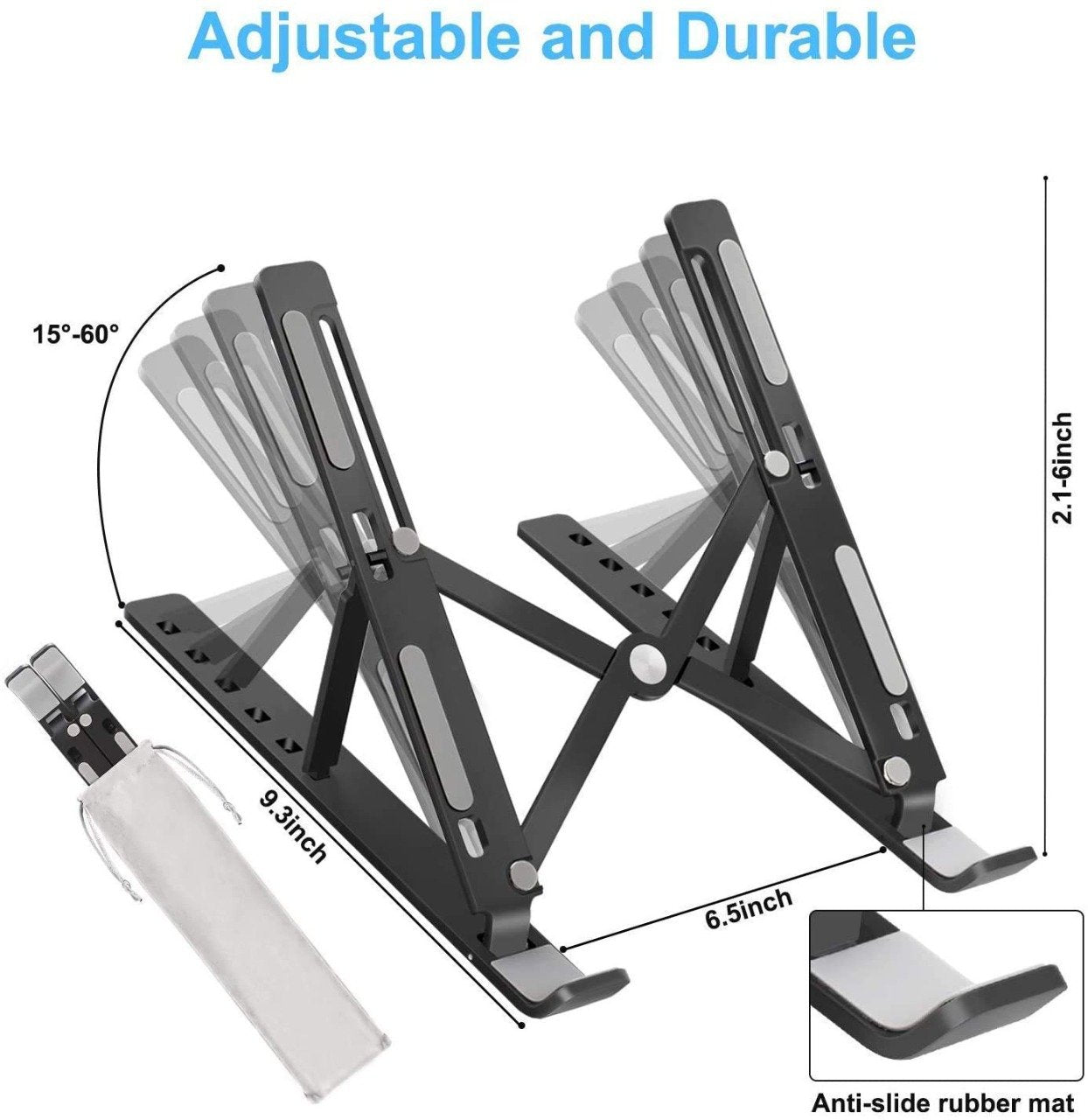 Adjustable Laptop Stand Holder with Built-in Foldable Legs | Portable Ergonomic Laptop Table | High-Quality Fibre, Lightweight & Sturdy for Home & Office Use