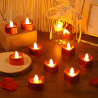 Red Heart Shape LED Tealight Candles Love LED Candles(12Pcs)