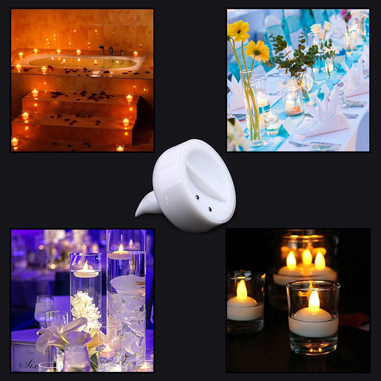 Set of 12 Flameless Floating Candles – Battery Operated Tea Light Tealight Candles