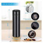 Black Smart Vacuum Insulated Water Bottle – 500ml, LED Temperature Display