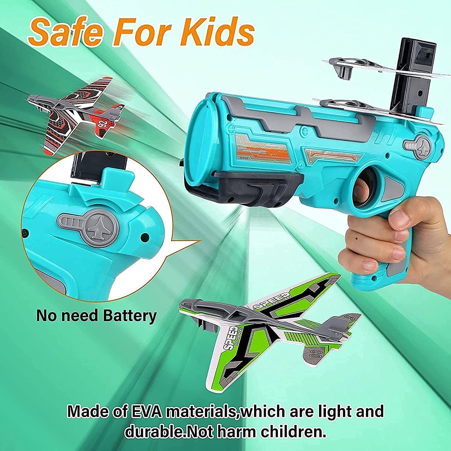Airplane Launcher Gun Toy with 5 Foam Glider Planes | Outdoor Flying Game Toy for Kids | Air Battle Aeroplane Gun Toy for Boys & Girls
