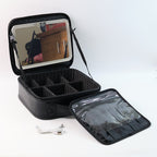 Travel Train Case with Mirror LED Light, 3 Cosmetic Bag Portable Storage