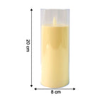 Acrylic Glass LED Pillar Candle - Flameless & Smokeless, Realistic Flickering Light