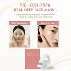 Bio-Collagen Real Deep Hydration Face Mask | Deep Collagen Night Wrapping Sheet Mask | Glow & Anti-Ageing | Pack of 4