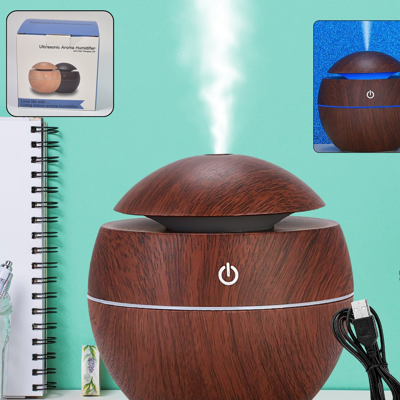 Ultrasonic Aromatherapy Humidifier USB Desktop (130 ML / 1 Pc)