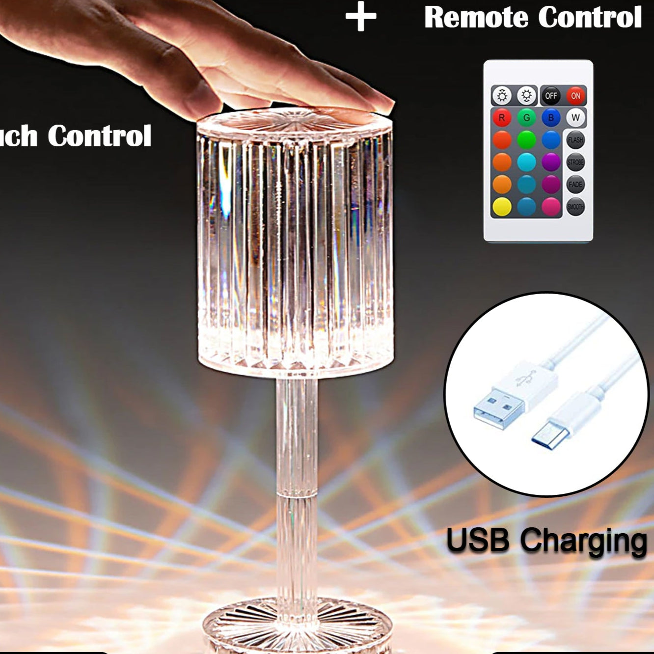 Crystal Table Lamp with Touch Control 4