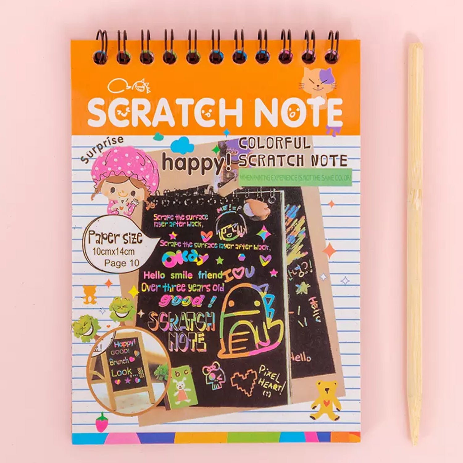 Rainbow Art Scratch Paper Book – 10 vibrant sheets for creative, colorful fun!