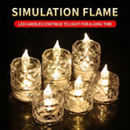 24 Pcs Flameless & Smokeless Acrylic LED Tea Light Candles - Festivals, Gifting & Home Décor