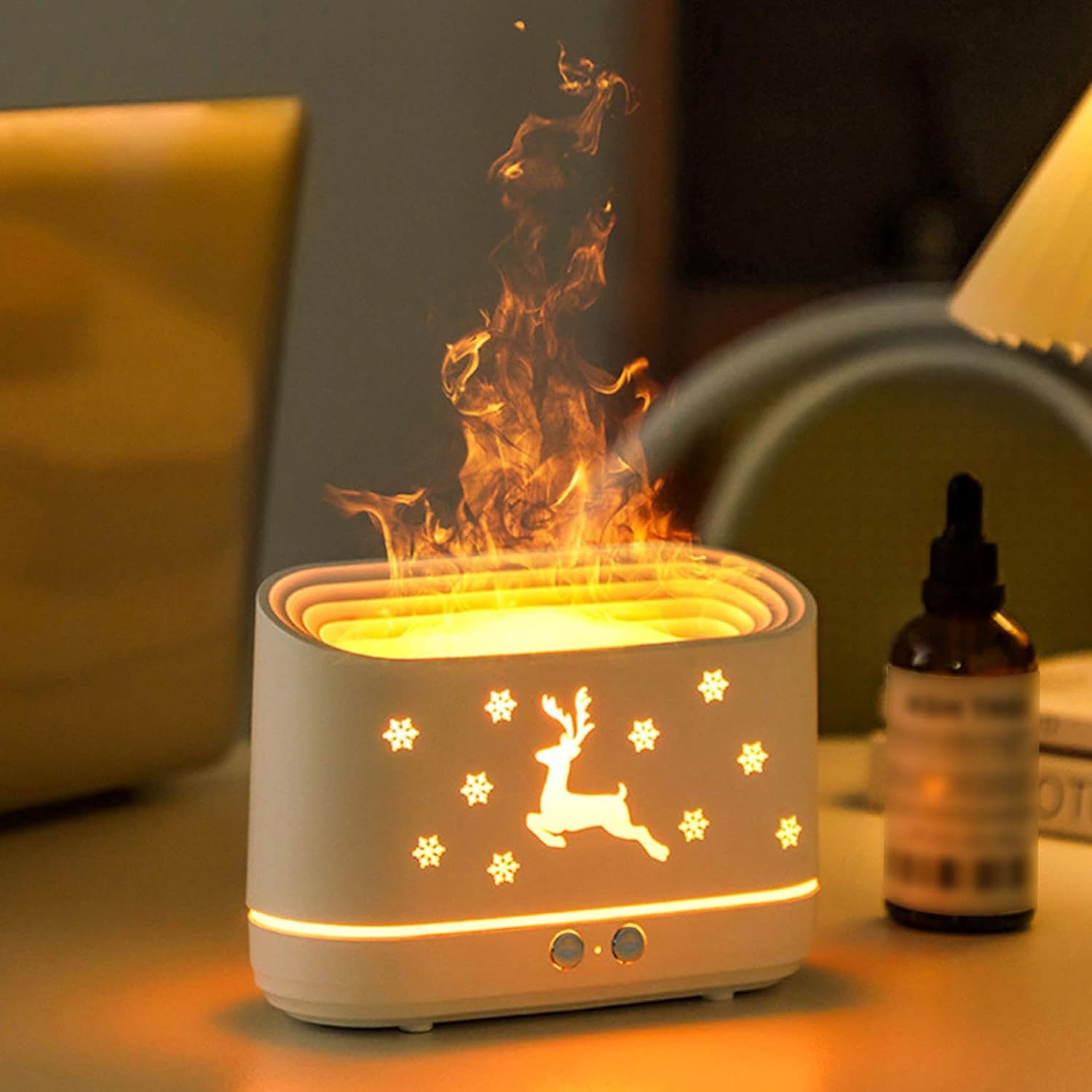 Christmas Flame Humidifier with LED Fire Effect | Aroma Diffuser & Night Light