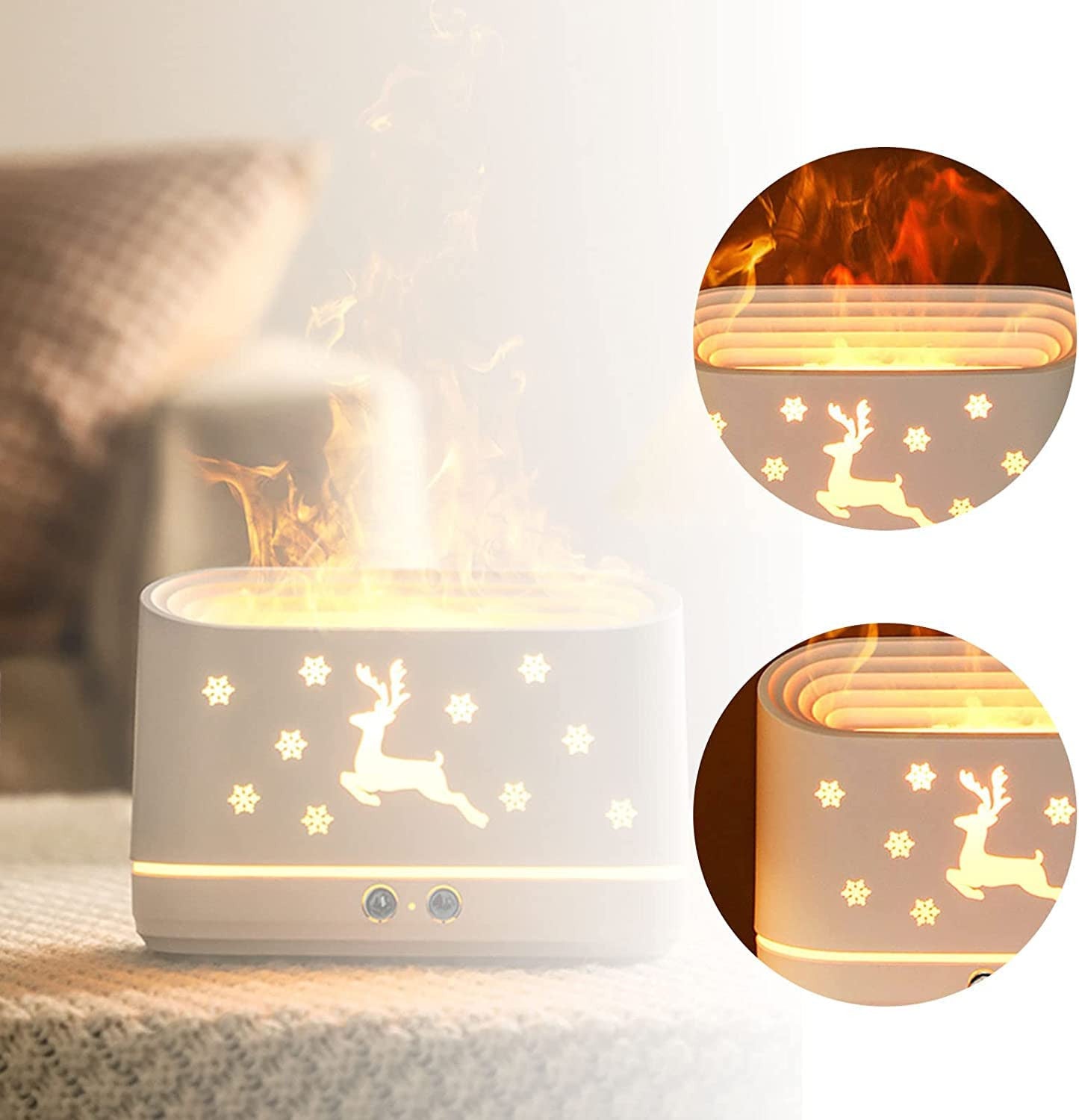 Christmas Flame Humidifier with LED Fire Effect | Aroma Diffuser & Night Light