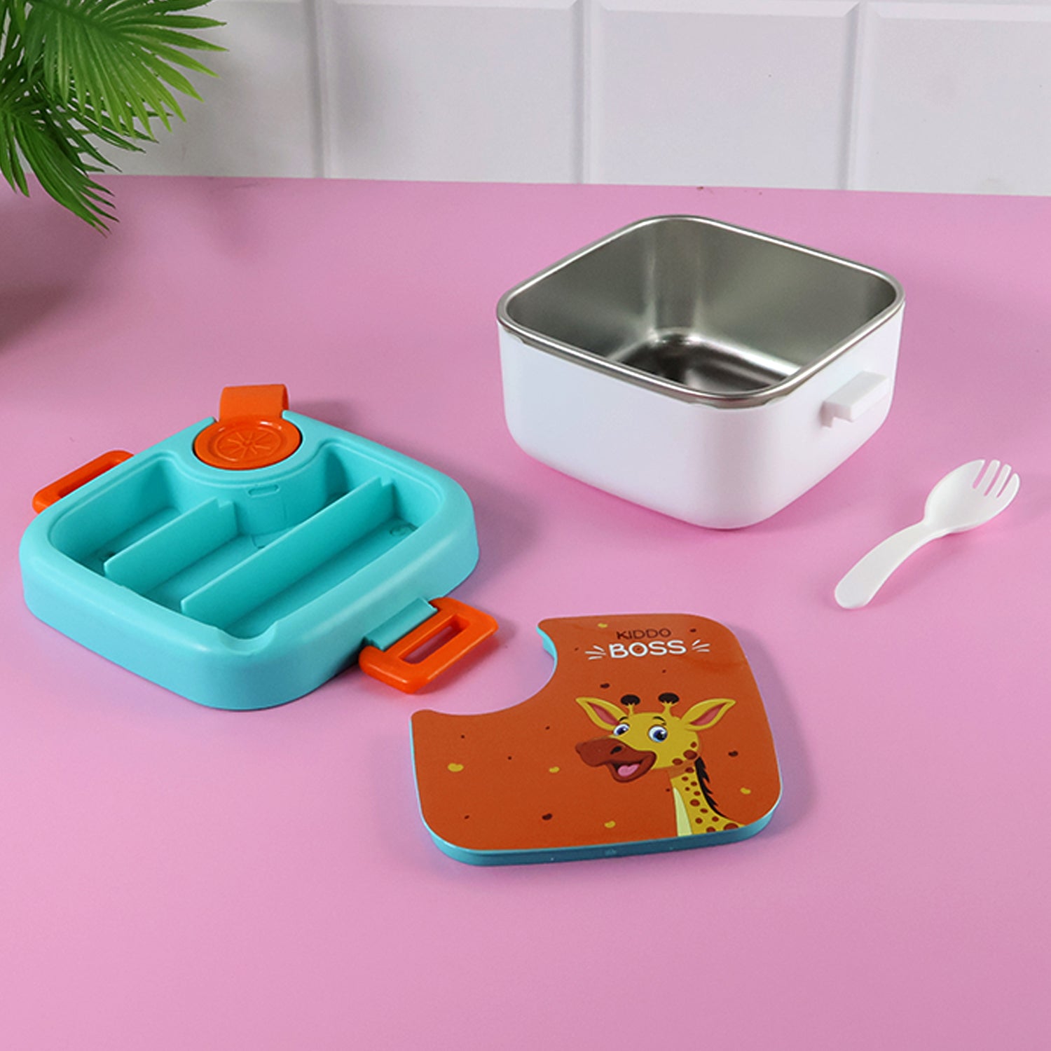 Kids Cartoon Lunch Box with Stainless-Steel Inner Tray (Pack of 2 Lunch Boxes)