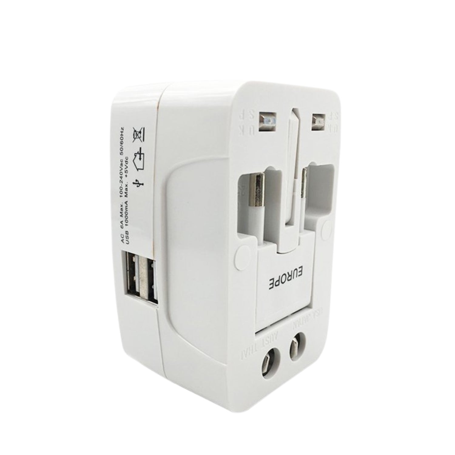 All-in-One Universal Travel Adapter – International Power Plug with USB (AU/UK/US/EU)