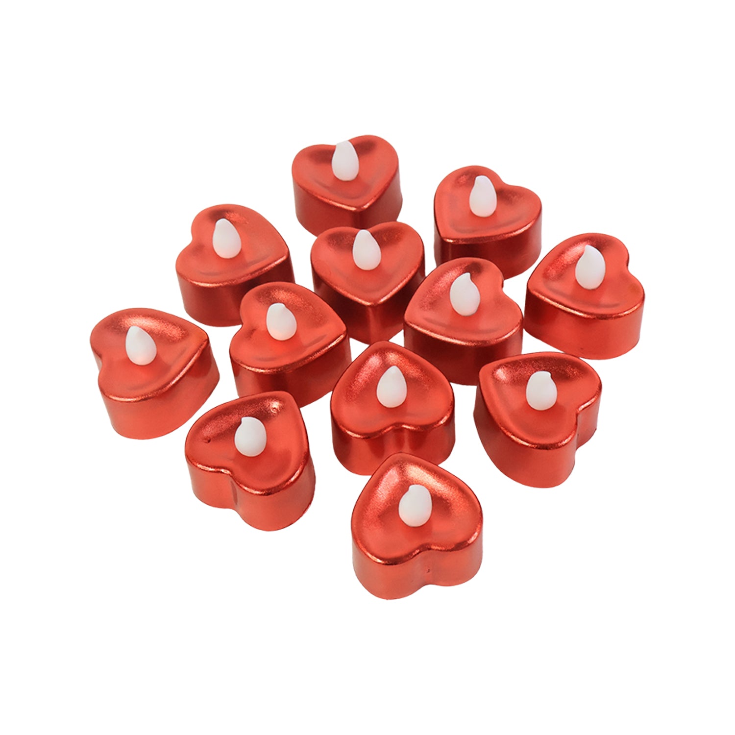 Red Heart Shape LED Tealight Candles Love LED Candles(12Pcs)