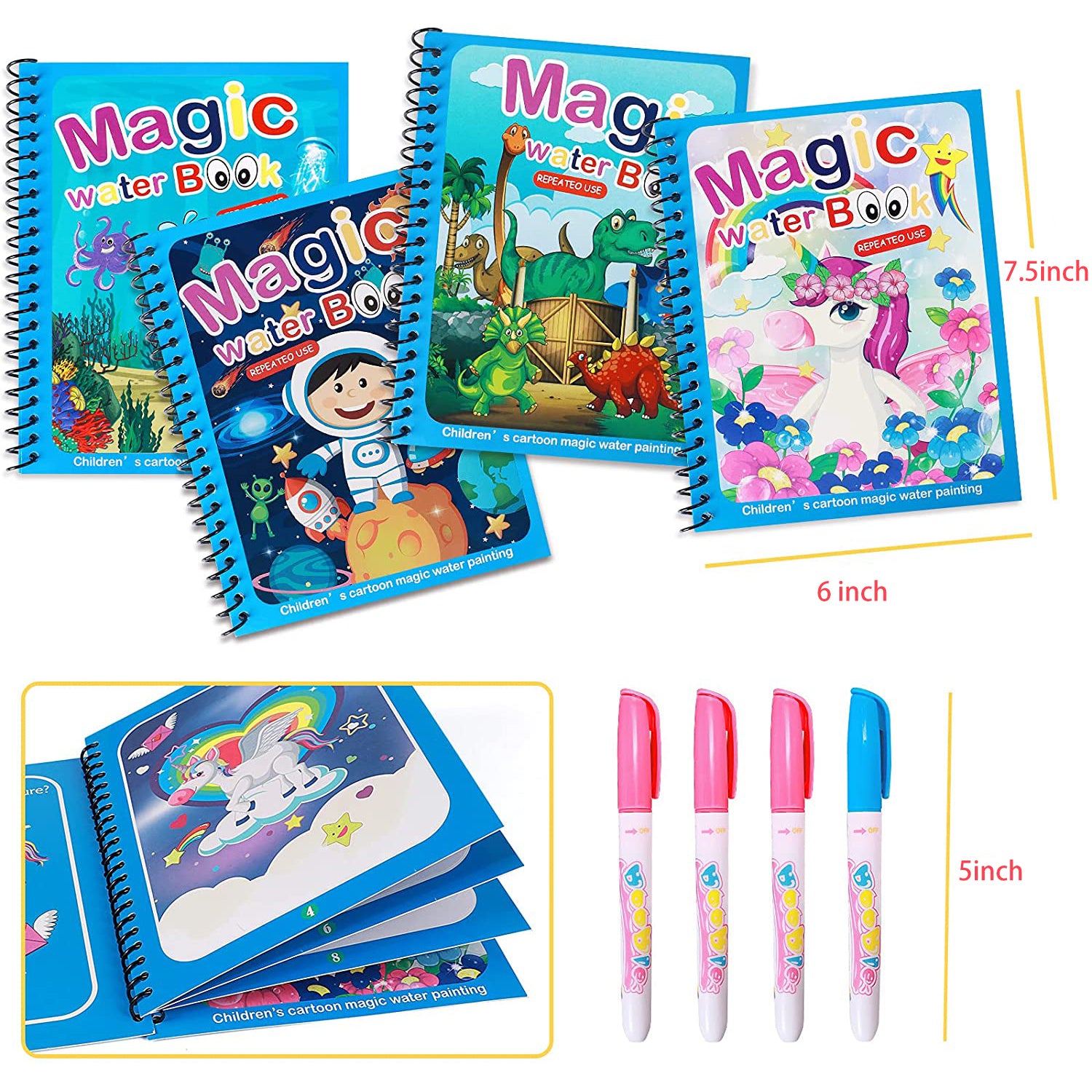 Magic Water Doodle Book with Quick Dry Painting Pen