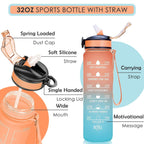 Motivational Water Bottle With Straw - BPA Free