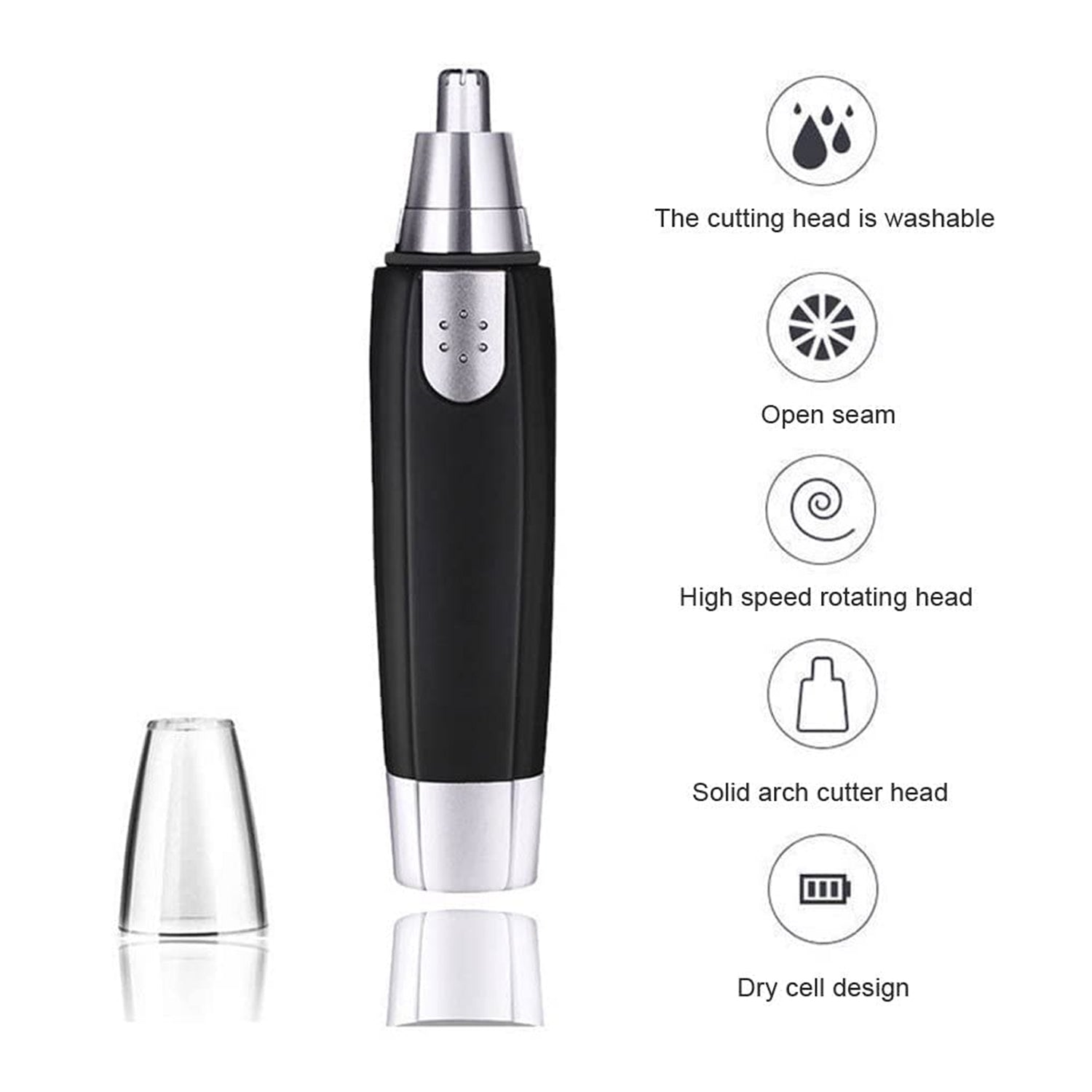 3-in-1 Nose & Ear Trimmer for Men & Women | Electric Painless Hair Remover with Dual-Edge Blades