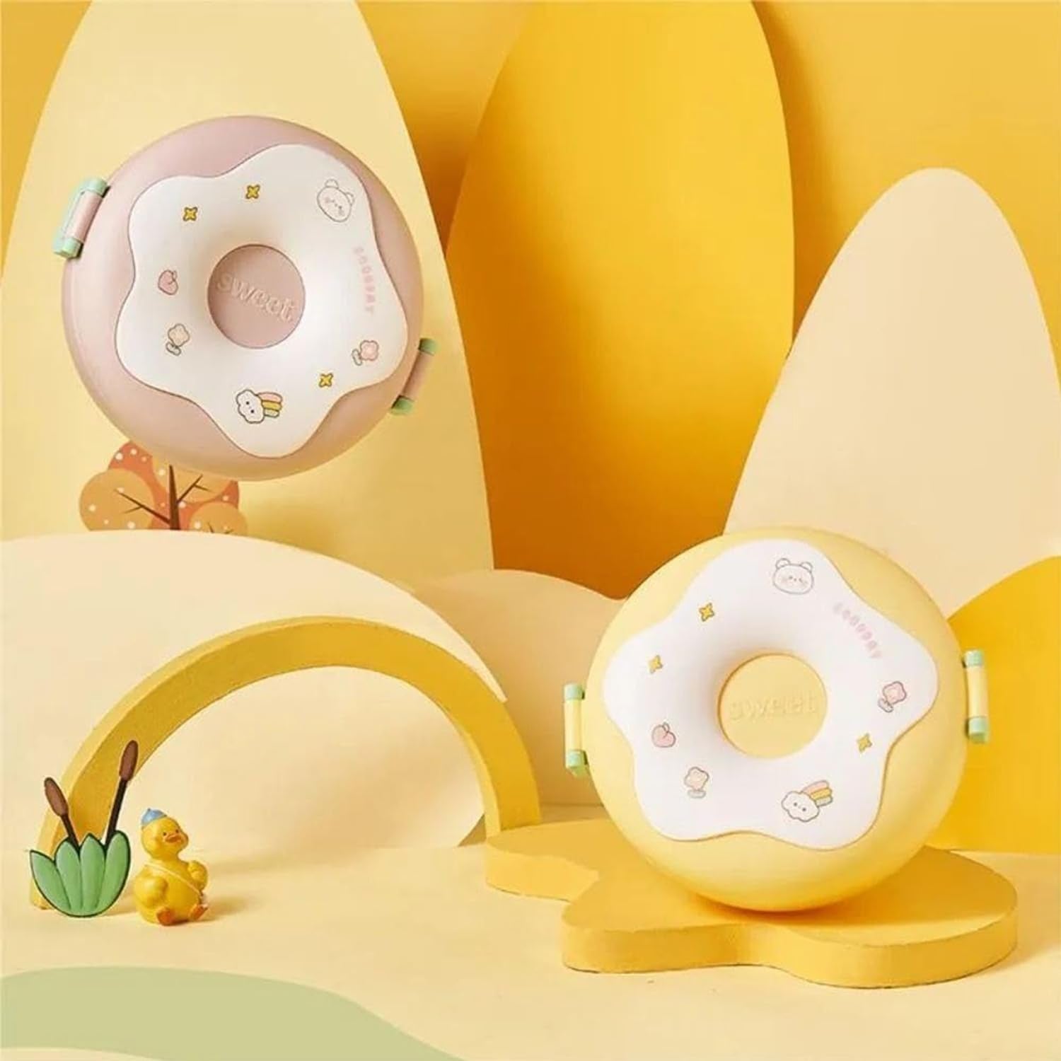 Donut Shaped Double Insulated 3 Compartment Lunch Box | Mohali Store