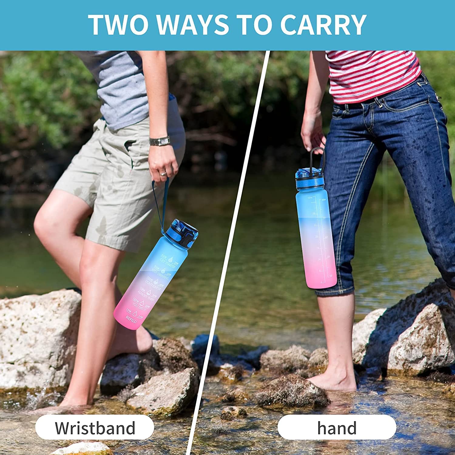 Motivational Water Bottle With Straw - BPA Free