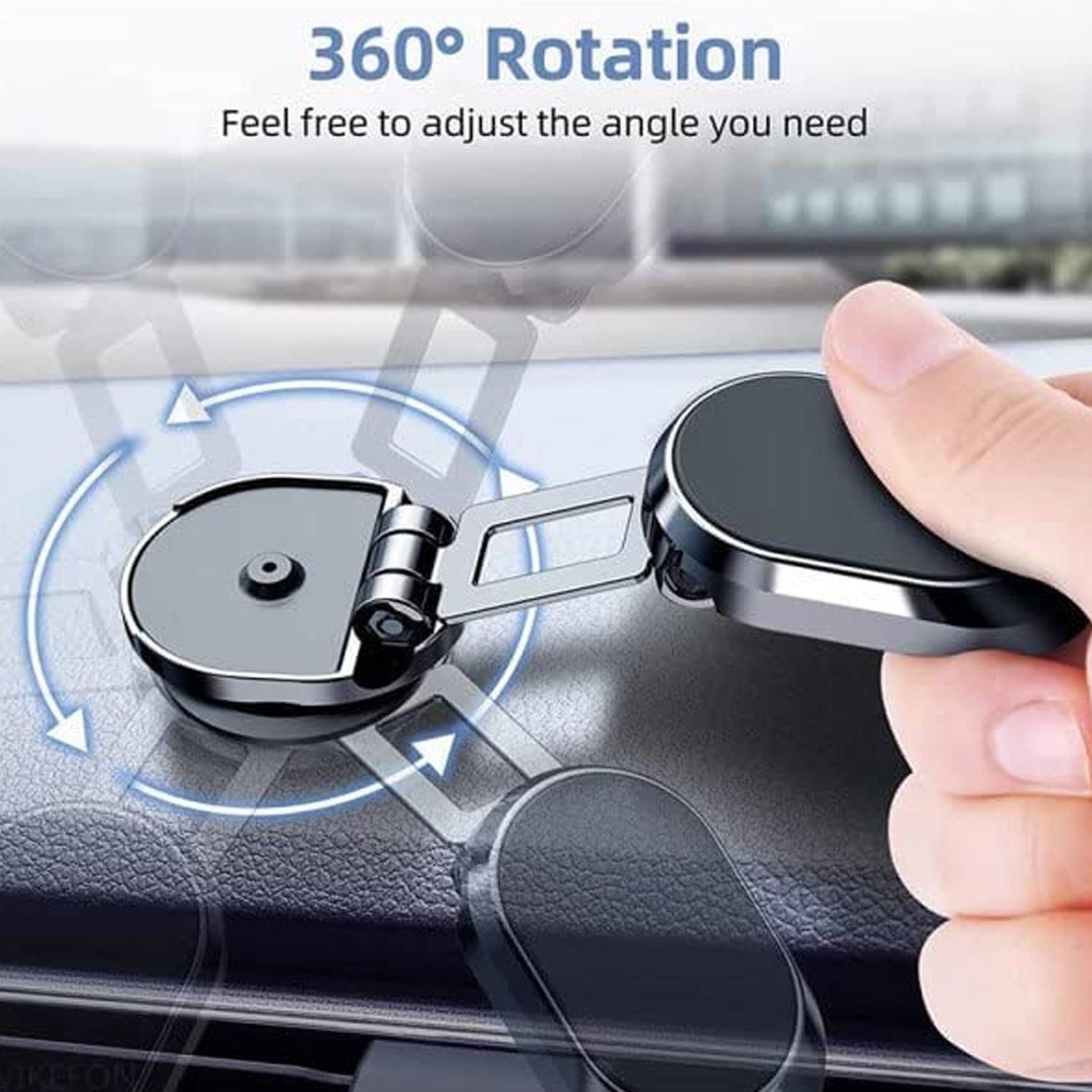 360 Degree Rotating Magnetic Car Phone Holder  Metal Folding Car Phone Holder  New Alloy Folding Magnetic Car Phone Holder (Pack Of 1)