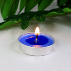 Aesthetics Blue Tea Light Candles – Set of 25 Unscented Wax Candles in Metal Cups