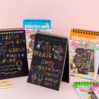 Rainbow Art Scratch Paper Book – 10 vibrant sheets for creative, colorful fun!