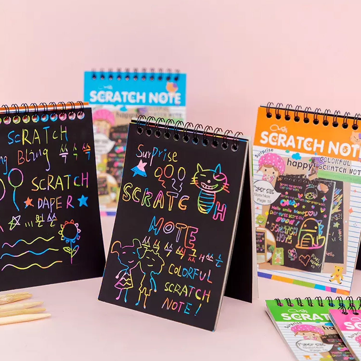 Rainbow Art Scratch Paper Book – 10 vibrant sheets for creative, colorful fun!