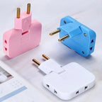 Wireless 3-in-1 Universal Adapter Plug (3 Pc) | Mini Slim Foldable Power Socket | 180° Rotating Wall Plug