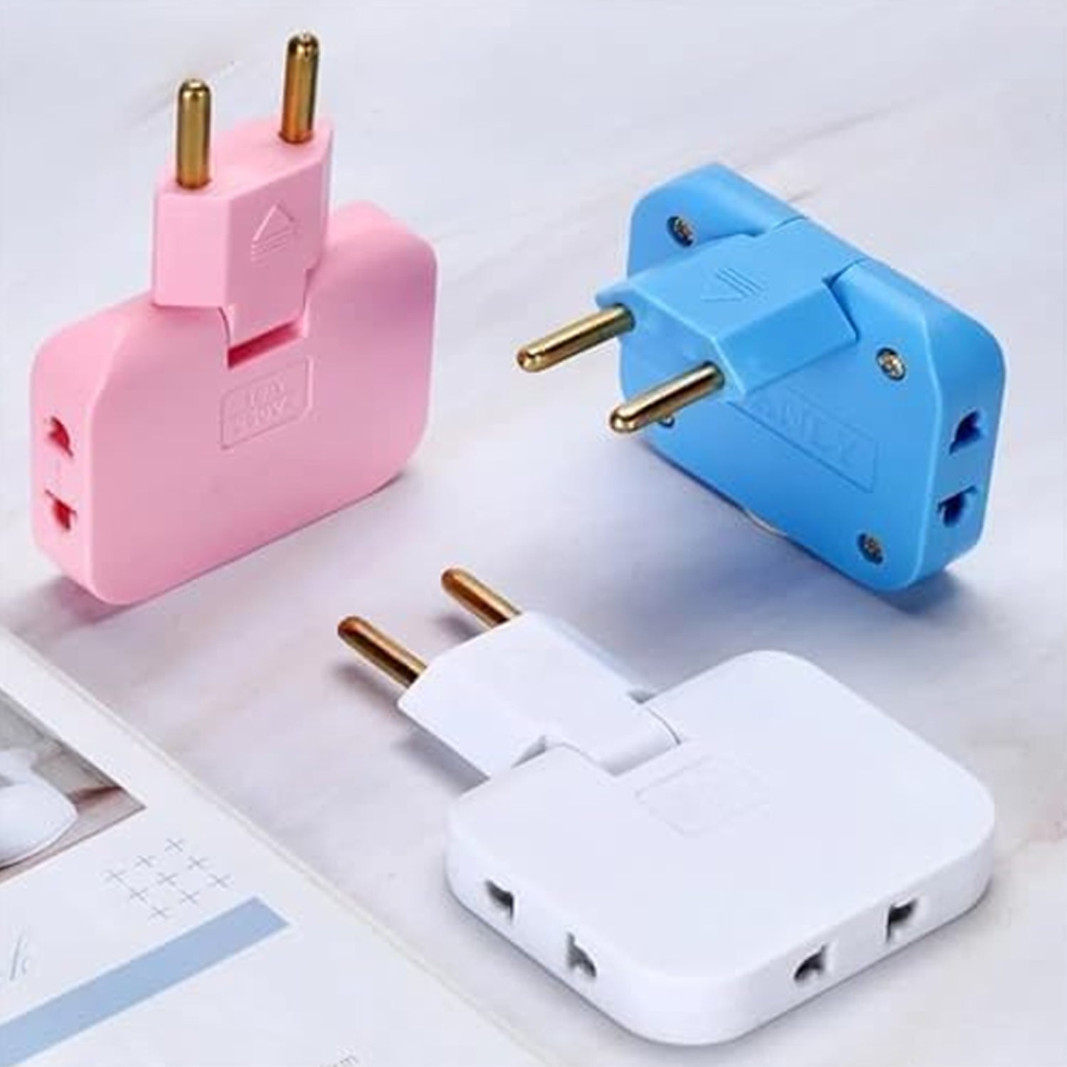 Wireless 3-in-1 Universal Adapter Plug (3 Pc) | Mini Slim Foldable Power Socket | 180° Rotating Wall Plug