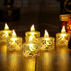 24 Pcs Flameless & Smokeless Acrylic LED Tea Light Candles - Festivals, Gifting & Home Décor
