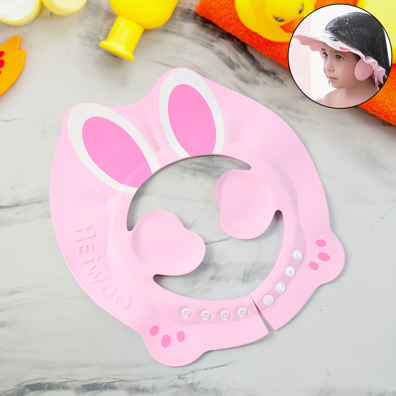 Adjustable Bunny Ear Baby Shower Cap (2 Pc)