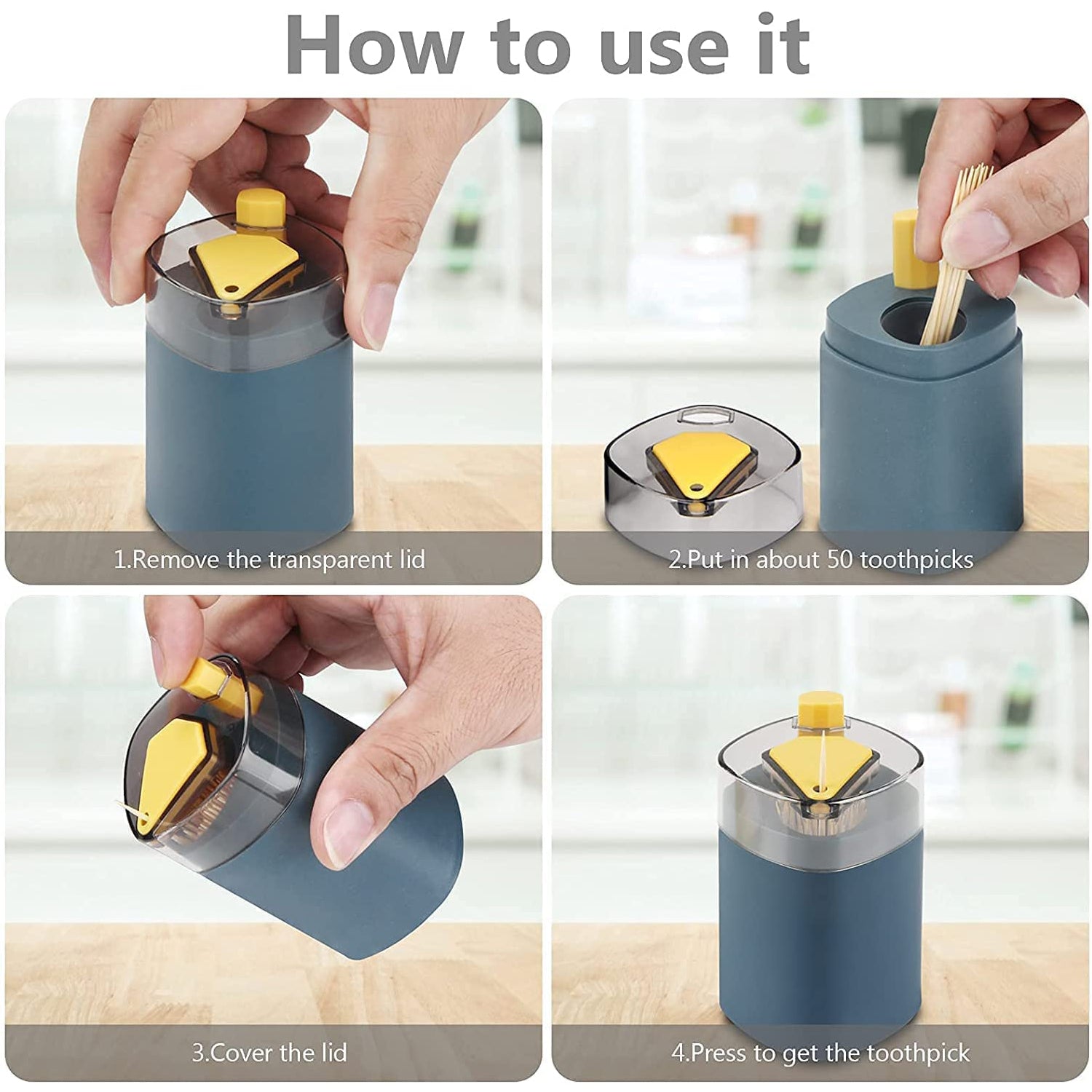 Automatic Toothpick Holder Dispenser – Pop-Up Design, Hygienic & Compact Toothpick Box