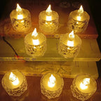 24 Pcs Flameless & Smokeless Acrylic LED Tea Light Candles - Festivals, Gifting & Home Décor