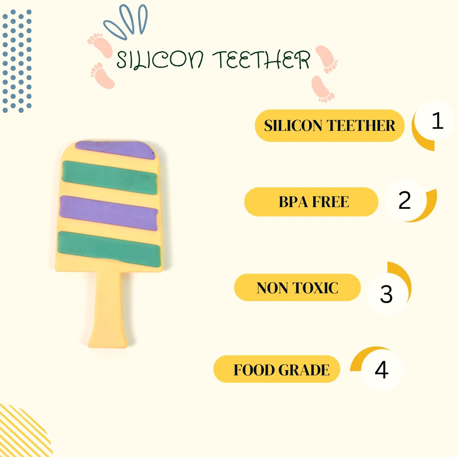 Silicone Candy Shape Teether for Baby, BPA Free Food Grade Silicone Teether