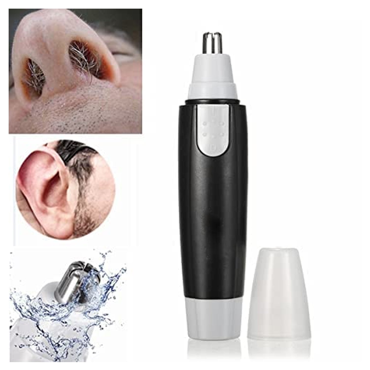 3-in-1 Nose & Ear Trimmer for Men & Women | Electric Painless Hair Remover with Dual-Edge Blades