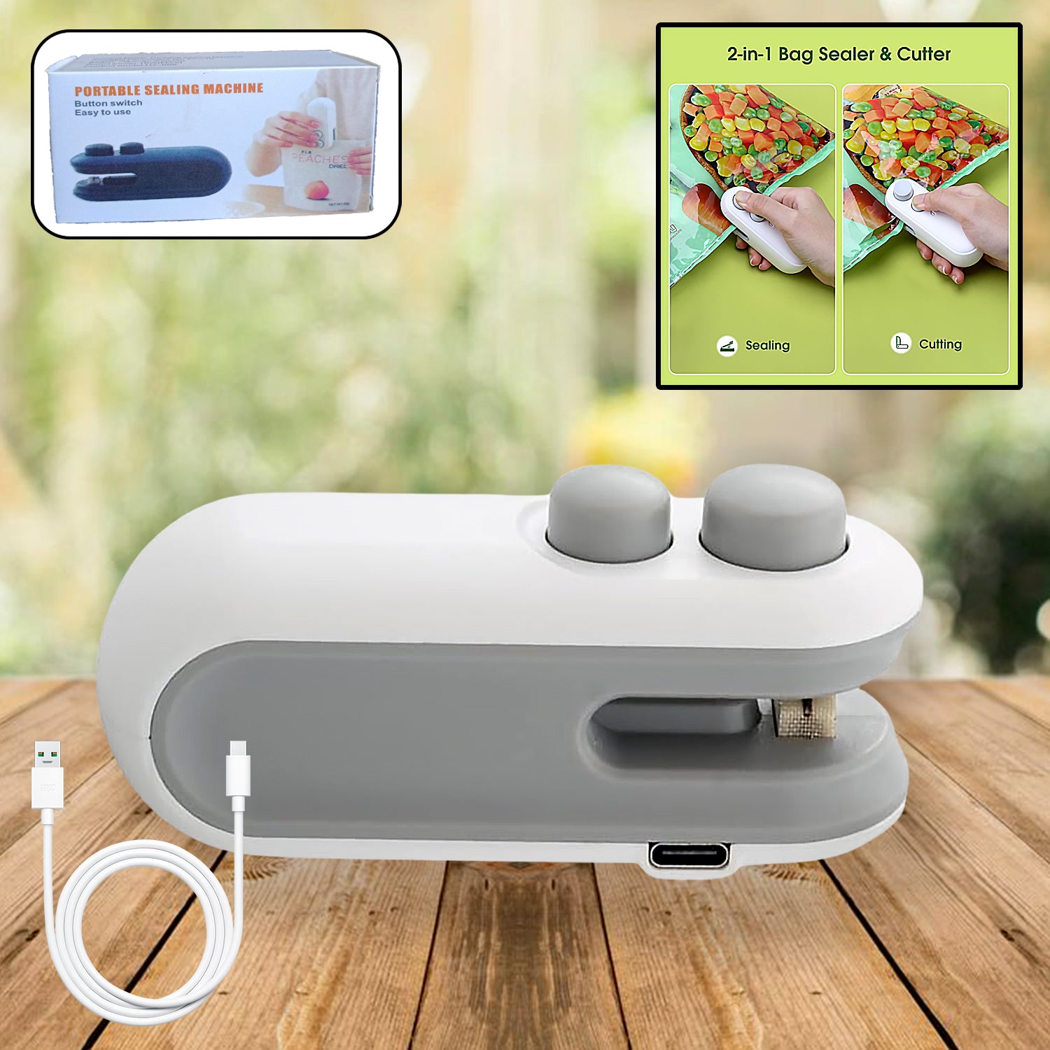 Portable Mini Bag Sealer – 2-in-1 Heat Sealer and Cutter for Plastic Bags
