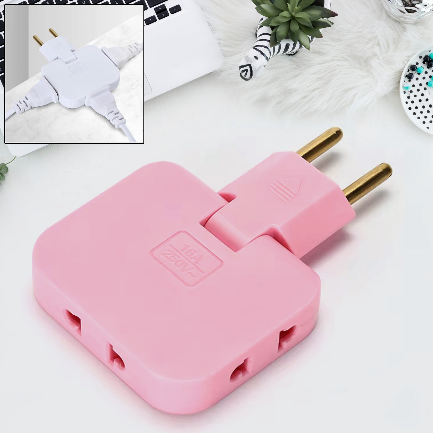 Wireless 3-in-1 Universal Adapter Plug (3 Pc) | Mini Slim Foldable Power Socket | 180° Rotating Wall Plug