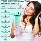 Motivational Water Bottle With Straw - BPA Free