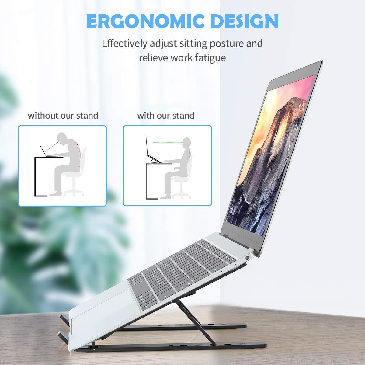 Adjustable Laptop Stand Holder with Built-in Foldable Legs | Portable Ergonomic Laptop Table | High-Quality Fibre, Lightweight & Sturdy for Home & Office Use