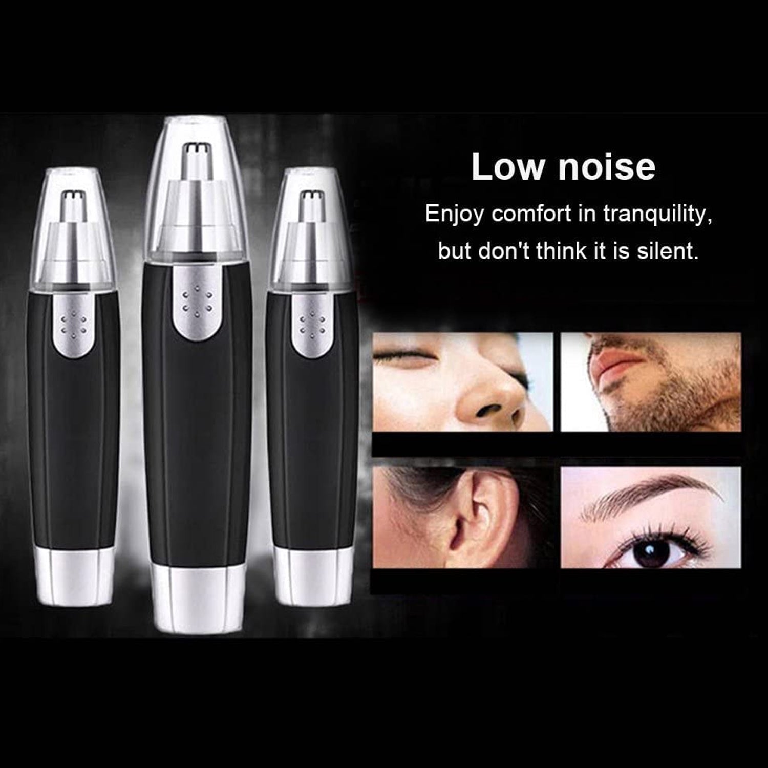 3-in-1 Nose & Ear Trimmer for Men & Women | Electric Painless Hair Remover with Dual-Edge Blades