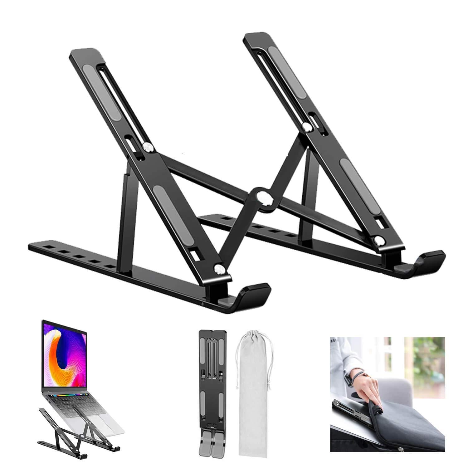 Adjustable Laptop Stand Holder with Built-in Foldable Legs | Portable Ergonomic Laptop Table | High-Quality Fibre, Lightweight & Sturdy for Home & Office Use