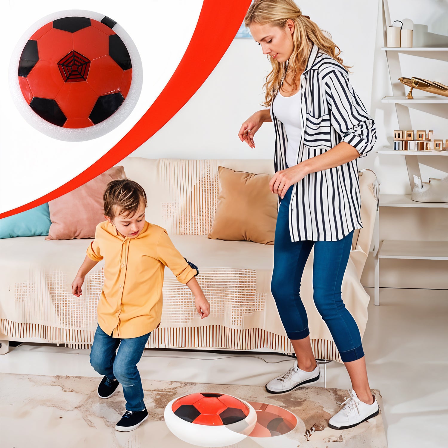 Hover Soccer Ball Toy with Foam Bumper – Indoor Air Power Football for Kids