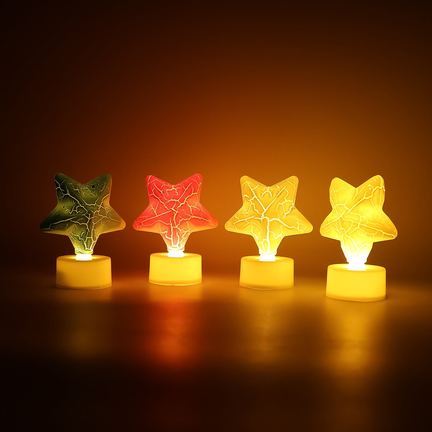 Star Shape Christmas Decorative Led Tealight Candles Pack of 4)