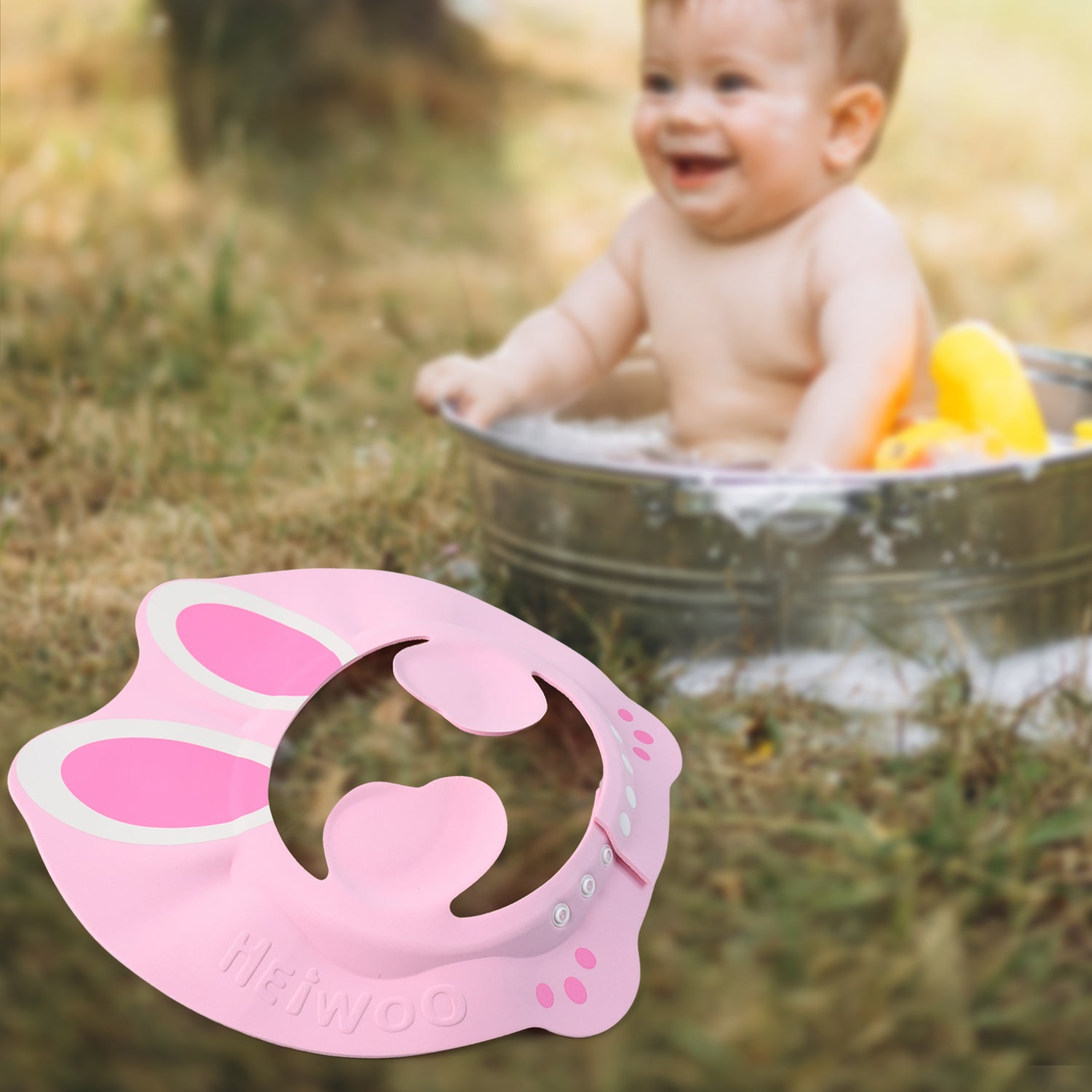 Adjustable Bunny Ear Baby Shower Cap (2 Pc)